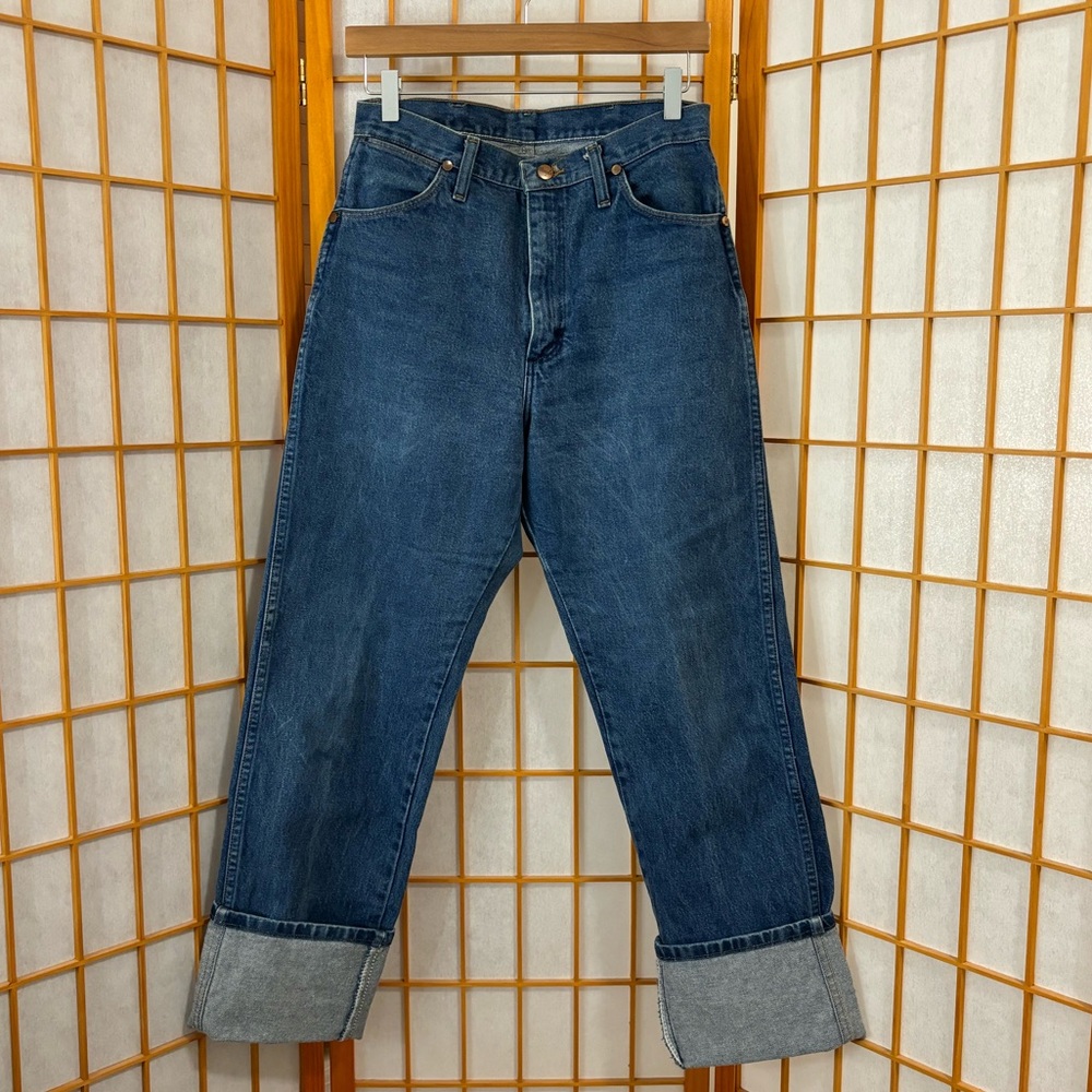 • vintage retro long wranglers dark wash jeans • - Picture 4 of 12